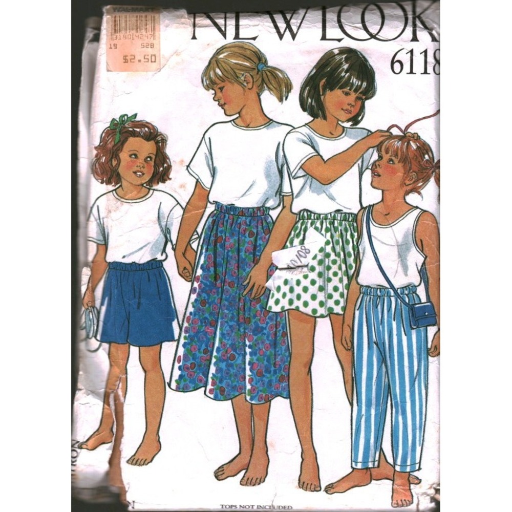 Vintage New Look 6118 Girls Skirt Trousers Shorts Sewing Pattern Size 3-10